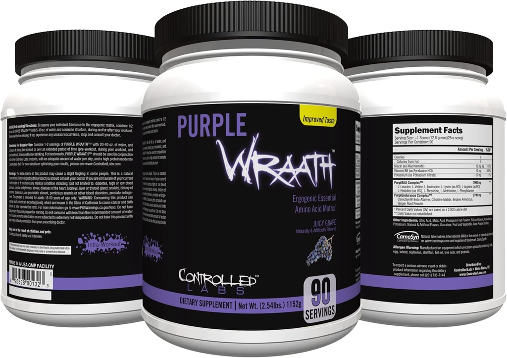 KONTROLLERET ETIKET Lilla Wraath 90 Servering Juicy Grape, 2,5 Pund