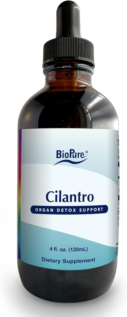 BioPure Cilantro Herbal Tinktur - Potent botanisk ekstrakt Rig i modtagelige Phytonutrients og polyphenolforbindelser, der understøtter immunforsvar, Detox Rense, Gut Sundhed, & Samlet Wellness - 4 fl oz