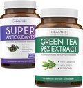 Antioxidanter & Green Tea Extract (1-måned Tilgang) Antioxidant Green Fusion - Super Antioxidanter - Kraftfuld Super Food Daily Blend (120 Caps) & Green Tea Extract med EGCG Polyphenol Catechins (60 Caps)