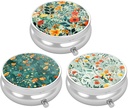 3 Pack Pill Box, Lille Pill sag til purse & Pocket, Cute Travel Medicine Organizer, Portable Medicine Container Holder til at holde vitaminer, Medicin, Fish Oil & Supplement, Pretty Flowers