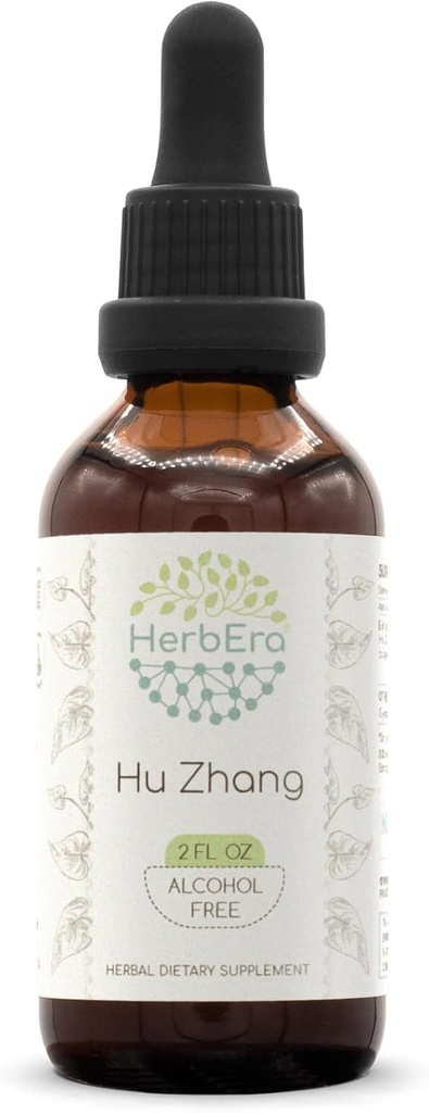 Hu Zhang B60 Alkohol- Free Herbal Extract Tinktur, Koncentrerede flydende dråber Natural Hu Zhang (Polygonum cuspidatum) Tørret rod (2 fl oz)