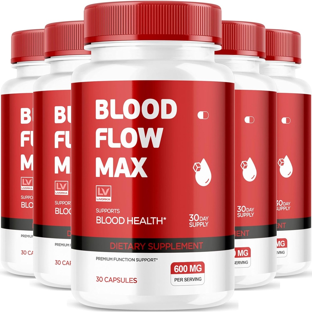 LIVORKA (5 Pack Blood Flow Max, Blood Flow Max Kapsler, Blood Flow Max Blood Support, Blood Flow Max, Blood Flow Kapsler for Generall Wellness, Blood Flow Max Pills, 150 Kapsler for 5 Måneder