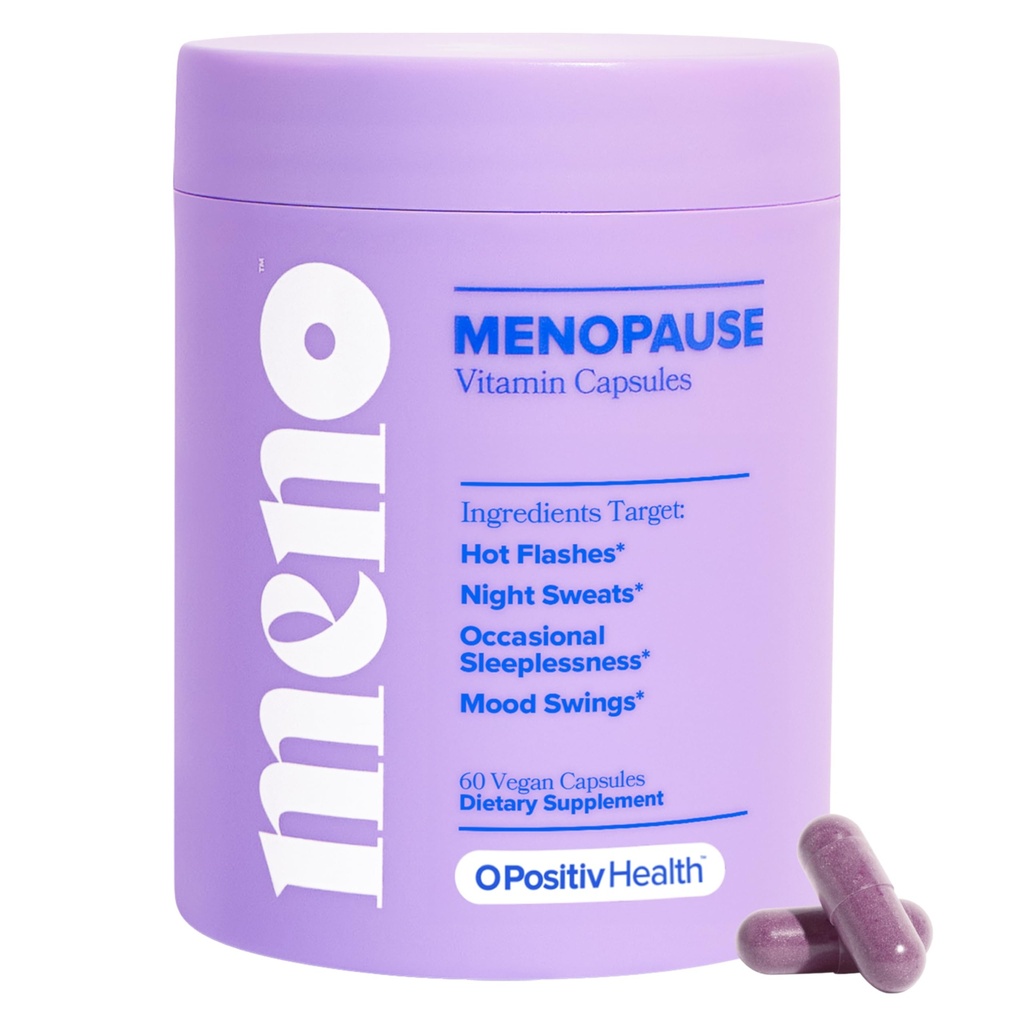 O Positiv MENO Vitamin til menopause - Hormon-Gratis menopause supplement til kvinder - Black Cohosh & Ashwagandha KSM- 66 - Hjælper Relieve Hot Flashes, Night Sweats, Mood Swings - 30 Serveringer (Pack of 1)