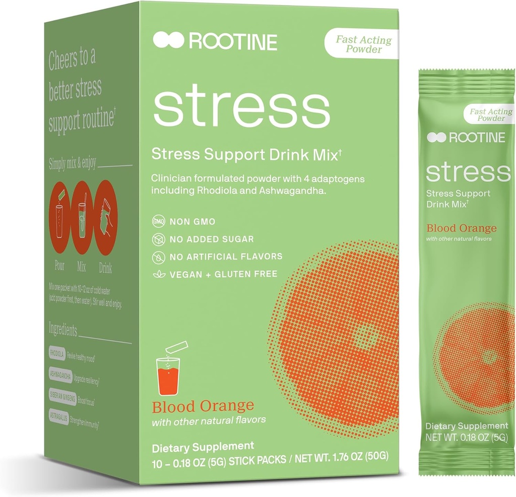Stress Support Calm Drink Mix supplement til hjælp energi, Mood, & Balance Cortisol Niveauer, Afslapning Natural Adaptogen Herbal Calm Powder Mix 10 Pack