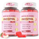 Myo- Inositol & D- Chiro Inositol Gummies for Women 2000mg + 50mg, 40: 1 Ratio Inositol med Vegan Omega-3 + D3, Magnesiumglycinat, methylfolat + B12 for kvinders sundhed og velvære, sukkerfri, 120 Cts