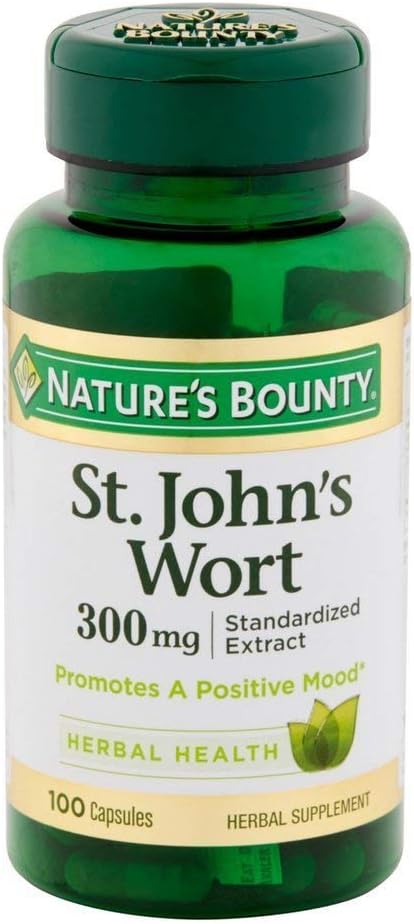 Nature 's Bounty St. John' s Wort Pills and Herbal Health Supplement, Promotions a Positive Mood, 300 mg Capsules, 100 Greve, Pack of 2