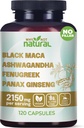 Hvorfor ikke Natural 4-in-1 Organic Black Maca Root, Ashwagandha, Bukkehorn, Panax Ginseng kapsler, supplement til mænd og kvinder