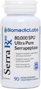 Serra-RX 80.000 SPU Serrapeptase - Acid-resistent Proteolytisk Systemisk Enzyme, Non- GMO, Gluten Free, Vegan, Understøtter Sinus & Lung Health, 90 Veg Kapsler