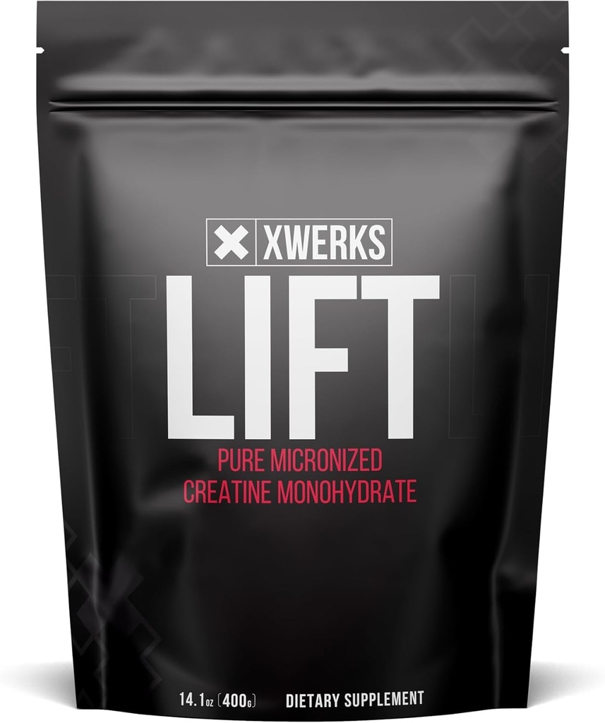 Xwerks Lift Mikroniseret Creatine monohydrat pulver, Unflavored, 80 Servering, 100% Pure Natural 5000mg Creatine Formel, Meget Opløselig Mass Gainer supplement, Pre Workout for Muscle Growth Recovery