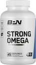 BARE YDEEVNE NETRITION, BPN Strong Omega Fish Oil Soft Gel, 1290mg Fish Oil per Capsule, Wild Caught Fish, bæredygtigt sømmet, IFOS Certificeret