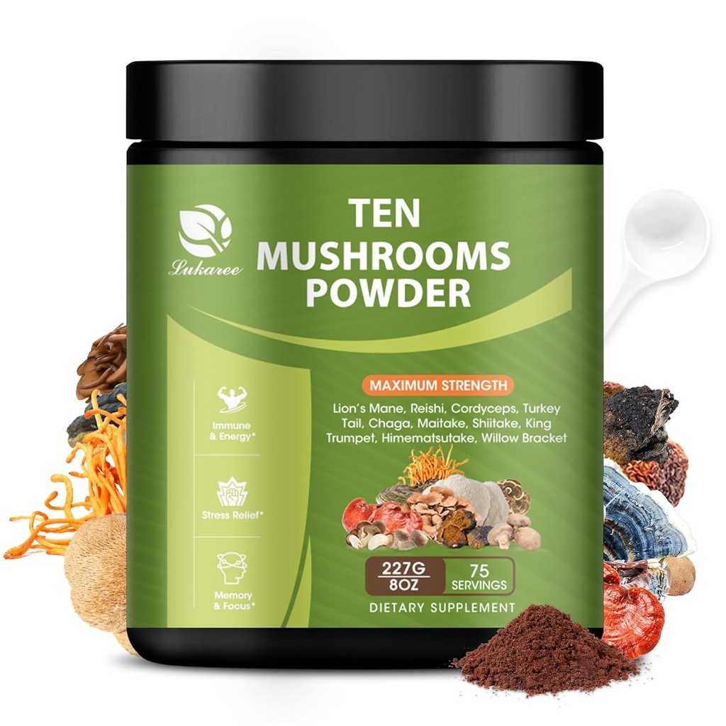 14 i 1 champignon pulver til kaffe madlavning, 8 oz champignon tillæg med Lions Mane, Chaga, Reishi, Tyrkiet Tail, Cordyceps champignon ekstrakt pulver, osv, champignon blend for immunbrain energi