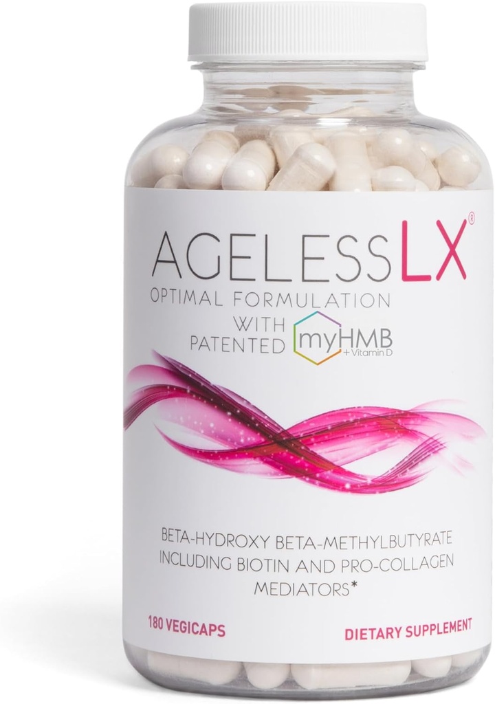 AgelessLX HMB Kosttilskud til kvinder - Collagen Enhancer Capsules - Anti- Aging for 40 + Lean Muscle Builder - Biotin, Vitamin D3 K2 supplement til ungdommelig hud - 60 Servering