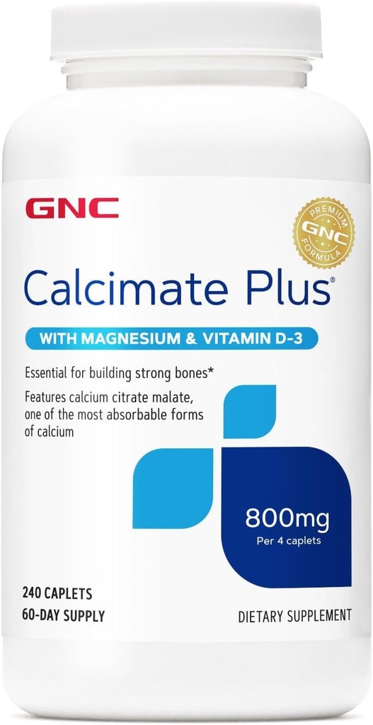 GNC Calcimate Plus 800mg tillæg, understøtter stærke ben, forbedrer Calcium Absorption, 60 Servere