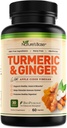 Nature 's Base Gurkemeje og Ingefær Supplement - med Curcumin, Apple Cider Vincipes & BioPerine Black Pepper Extract - 95% Curcuminoider - 60 kapsler