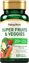 Piping Rock Fruits and Veggies Supplements 124; 60 Capsules Measures 124; Superfood Fruit and Grøntsager Vitamin 124; med Prebiotic Blend Measures 124; Vegetar Formel 124; Non- GMO, Gluten Free