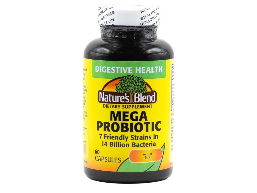 Natures Blend Mega Probiotiske Kapsler, 60 Greve per flaske