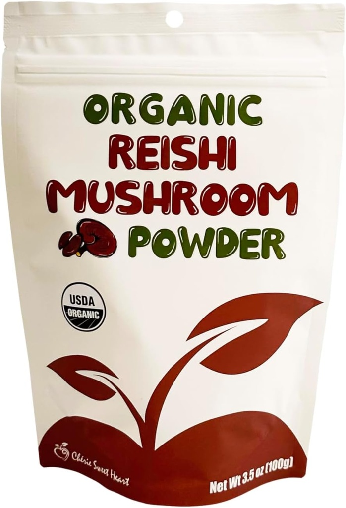 Cherie Sweet Heart Organic Reishi Mushroom Powder, 3,5 Oz, immunboosting, kaffe Enhancer (Packaging May Vary)