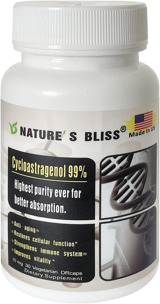 Naturens lyksalighed Cycloastagenol Supplement, 10 mg per Serving- 124; Science- Backed to Support Tlomere Længde, sund aldring & DNA struktur, Mavesmerter Protected, Super Absorption, 30 kapsler