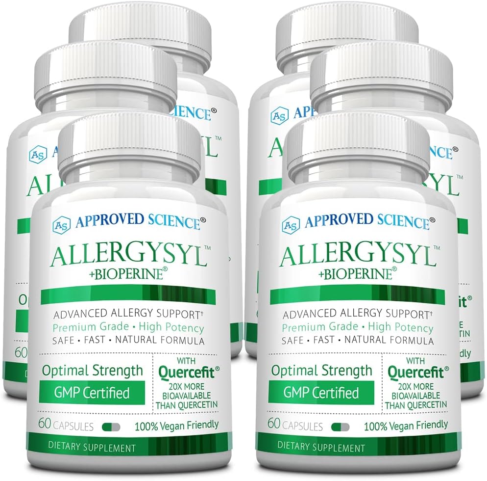 Godkendte Science Allergysyl - Lavere intensitet af sæsonallergier, Boost Immunity, rig på antioxidanter - Vegansk Friendly - 360 kapsler - Made in USA
