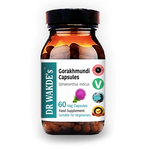 DR WAKDE 's Gorakhmundi Kapsler (Sphaeranthus indicus, 60 Veg Caps, Plant- baseret supplement, Ayurvedic Herb, All Natural, Vegan)