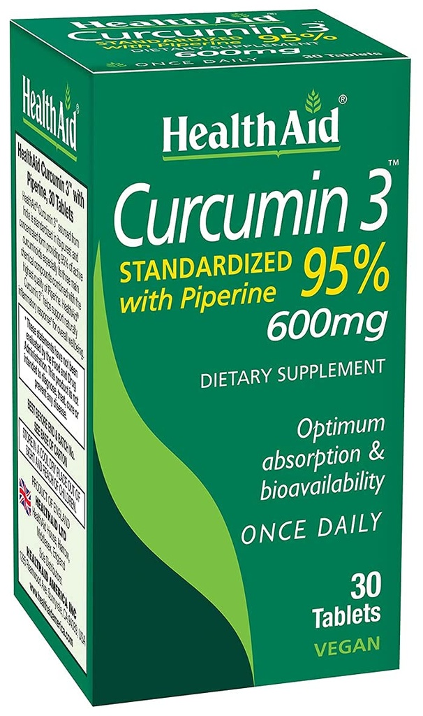 Curcumin Complex 600 mg, 30 µg Tæller 124; Gurkemeje Extract med Bioperine for Enhanced Absorption, 95% Curcuminoids