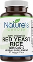 NATUR 'S GARDEN VÆSENTLIGE Rød Gær Rice Økologisk med CoQ10- 90 Veggie Caps med 600mg Økologisk Rød Rice Gær Plus Co Q 10 - Natures Support til Cholesterol
