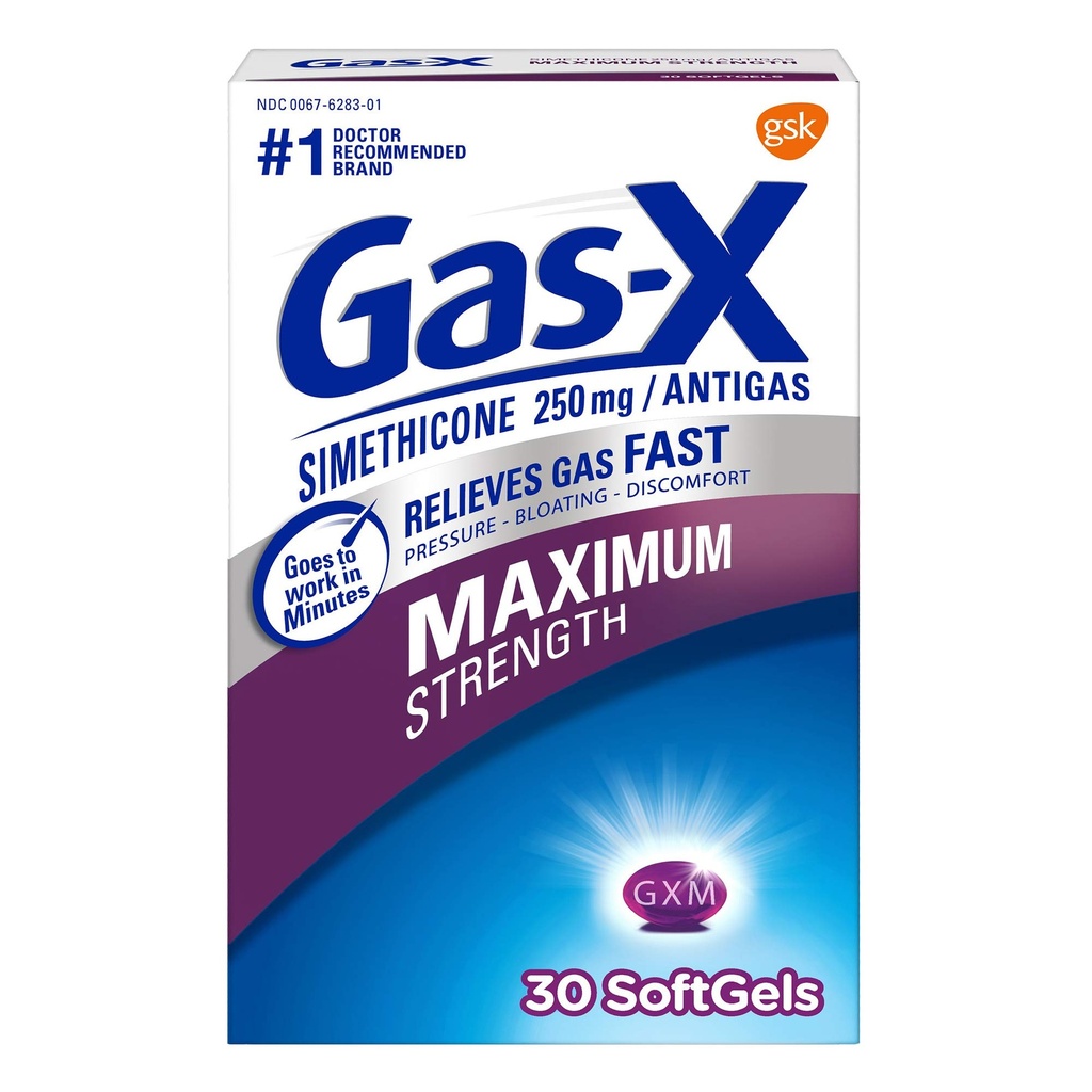 Gas- X maksimal styrke Gas Relief Softgel med Simeticone 250 mg - 30 Tæl