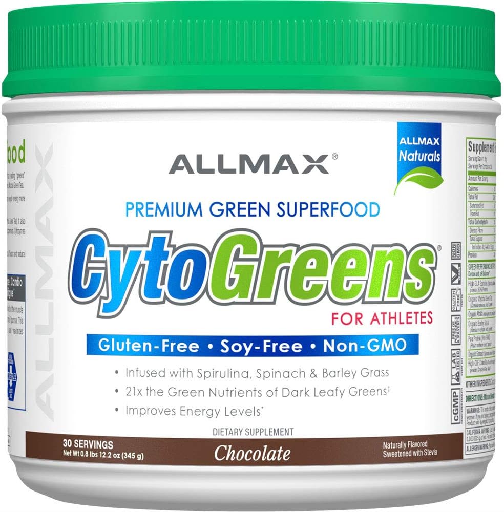ALLMAX Nutrition - Cytogreens Super Greens Powder, Infused with Spirulina, Spinach & Barley Grass, Supports Immune & Digestive Health, Gluten Free & Vegan, 30 Servings (Chocolate)