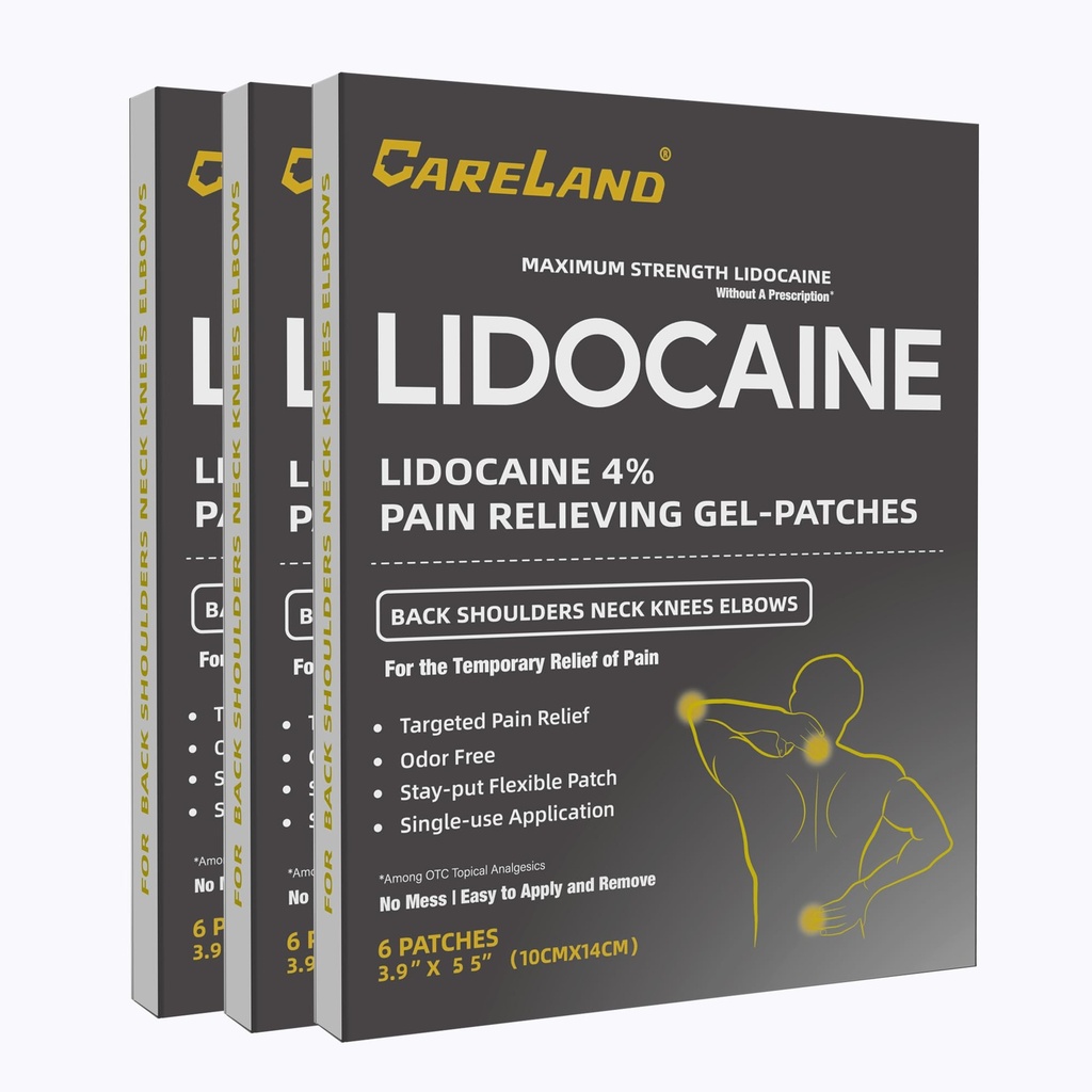 Caeck Lidocain Gel Patch, 18 Grev maksimal styrke smertepatches for muskel relief i neck knæe ryg og skuldre undufted Numbing Patch for beroligende nerver, Joints