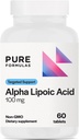PureFormulas Alpha Lipoic Acid 100 mg ALA supplement til leverstøtte, antioxidanter, nerve, & cardiovaskulær sundhed Acid Alfa Lipoico 100mg neuropati supplement Non- GMO 60 tabletter