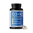 D3- vitamin K2 med MCT, 5000 IE Vegan D3 & 100 mcg MK7 K2, Support Strong Bones and immun Health - 30 kapsler (30 dages forsyning)