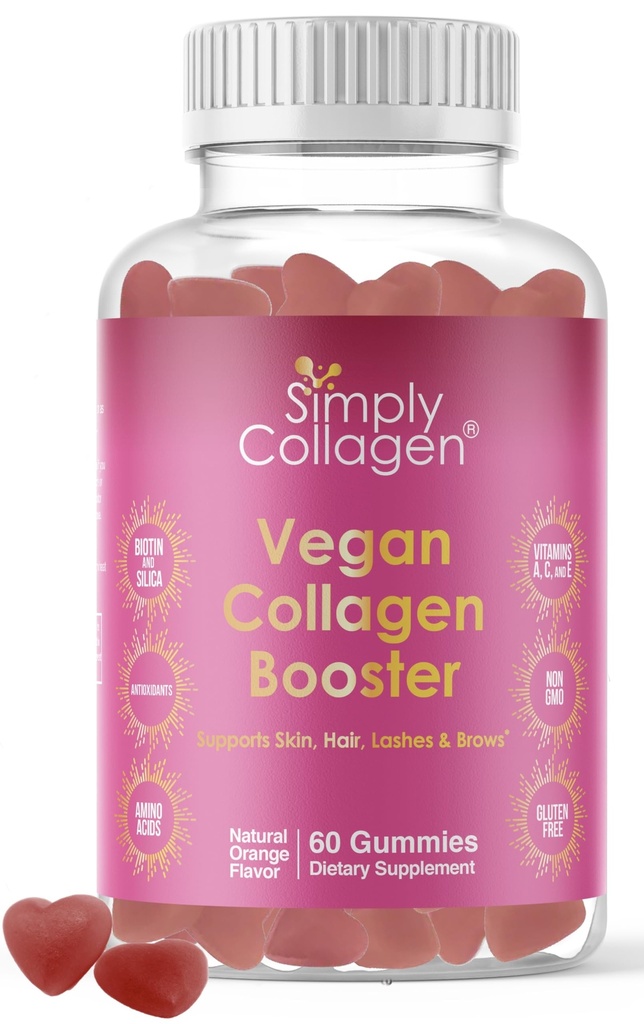 Simply Collagen® Vegan Collagen Gummies for Women & Men – Plant Based Collagen with Biotin, Vitamins A, C & E – Collagen Booster for Skin, Hair, Nails & Lashes
