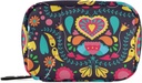 Rejse Pill Organizer Weekly Lille Cute Pill Box 7 Dag Pill sag Vitamin Holder Pill Flaske Organizer (Black Floral Heart)