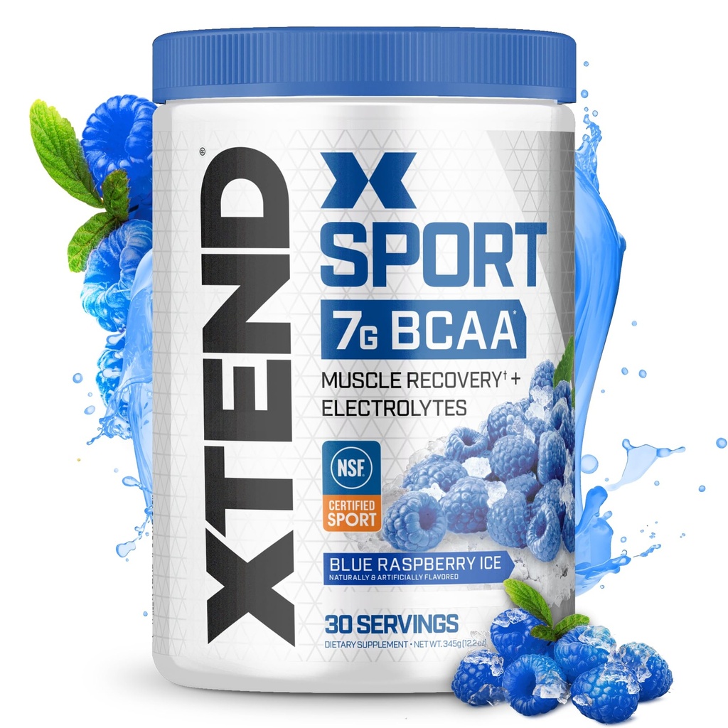 XTEND Sport BCAA Powder Blå Raspberry Ice - Elektrolyte pulver til inddrivelse & hydrering med Aminosyrer - 30 Servering
