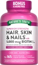 Nature's Truth Hair, Skin & Nails Vitamin | 5000 mcg Biotin | 165 Softgels | with Collagen | Non-GMO & Gluten Free Supplement