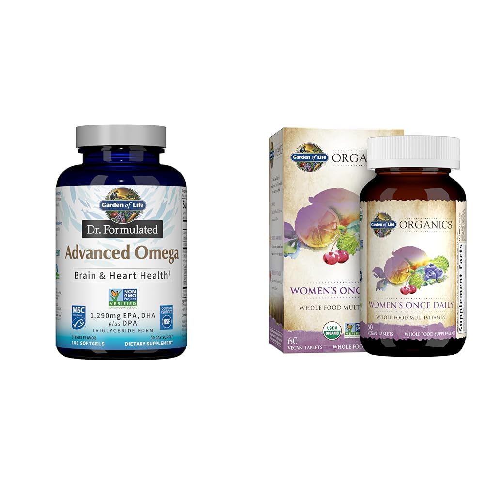 Livets have Omega-3 Fish Oil 1,290mg EPA + DHA + DPA 180 Softgels & Once Daily Organic Whole Food Multivitamin for Women 60 Tablets