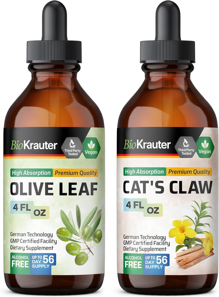 BIO KRAUTER Olive Leaf Tinktur 4 Fl. Oz. & Cat 's Claw Tinktur 4 Fl. Oz.