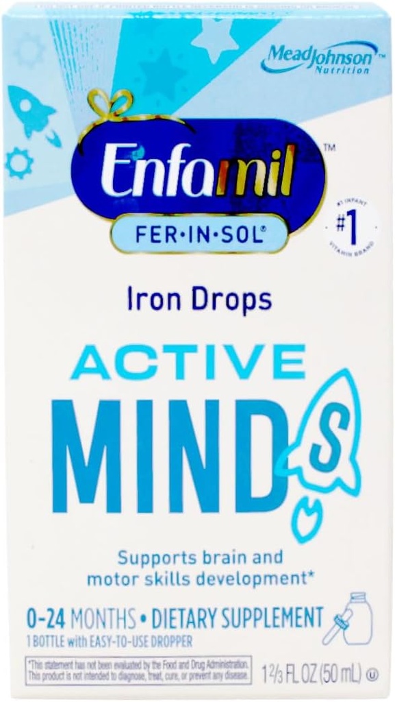 Enfamil Fer- In- Sol jerntilskud dråber til spædbørn og småbørn, 15 mg, 1, 67 fl oz (50 ml)