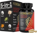 5-in-1 Fierce Immunity Supplement, Immunity Support og boostere til voksne, C-vitamin, Quercetin, D-vitamin, Zink, L-arginin, Hesperidin, Immunity Support, 90 Kapsler (1 måned Tilgang)