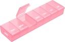 AUVON Pink XL Weekly Pill Organizer med Efformless Åbning Design, Gigt Friendly Pill Box, BPA- Free Pill Organizer 7 Dag, Cute & Portable Pill Case for Vitaminer, Kosttilskud og Medicin