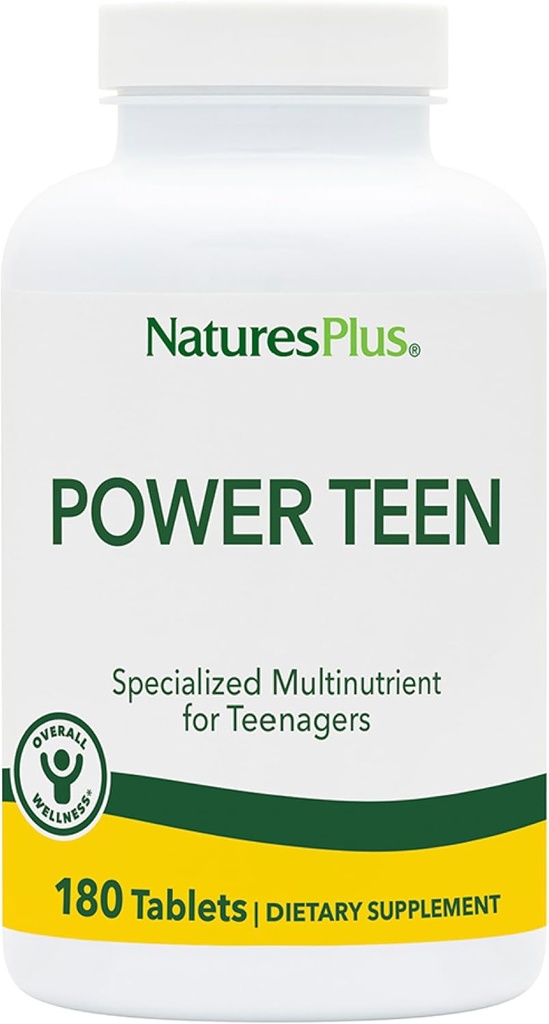 NaturesPlus Kilde til Life Power Teen - 180 vegetariske tabletter - Teen Multivitamin med mineraler & hele fødevarer til Mental Focus, Energy Booster - Gluten- Free - 90 Servere