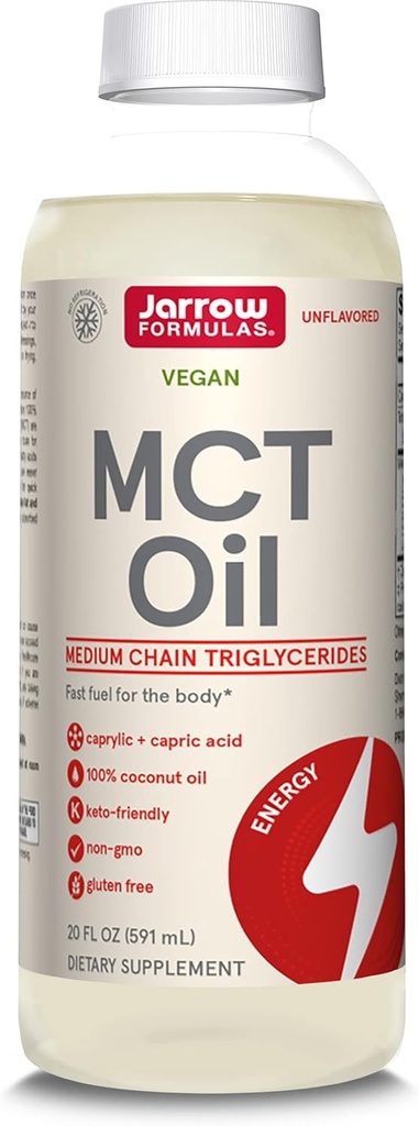 Jarrow Formulas MCT Olie, Kosttilskud, Ketogen kost Støtte til hurtig energi, 20 fl oz flydende olie, 39 dages forsyning