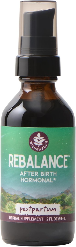 WishGarden Herbs ReBalance efter fødslen Hormonal - Plant- baseret urte supplement med Vitex Berry & Moderwort Understøtter sund postpartum Hormoner Niveauer og postnatal Hormone Balance, 2oz
