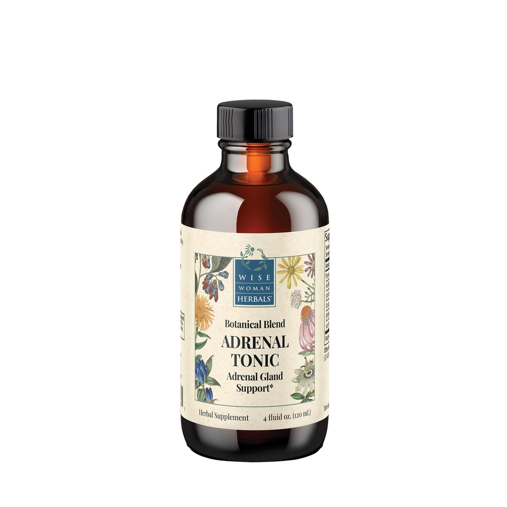 Wise Woman Herbals Adrenal Tonic Liquid Extract, Herbal Adaptogen Blend med Eleuthero, Ashwagandha & Licorice, Understøtter sund Adrenal Funktion, Energy, Stamina, Stress & Focus, Non- GMO, 4 Fl Oz