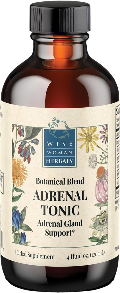 Wise Woman Herbals Adrenal Tonic Liquid Extract, Herbal Adaptogen Blend med Eleuthero, Ashwagandha & Licorice, Understøtter sund Adrenal Funktion, Energy, Stamina, Stress & Focus, Non- GMO, 4 Fl Oz