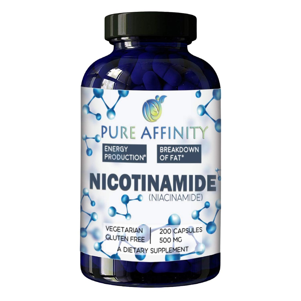 200 Tæl! B3 Nicotinamid 500 mg Effektiv Flush- Free Niacin. Energi Booster, Cell Regenerator, Understøtter kognitiv fald, Anti- Aging og hjælper Breaks Down Carbs & Fats (200 Ct)