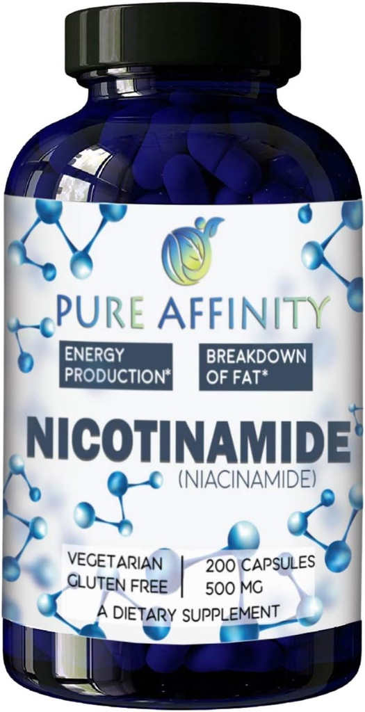 200 Tæl! B3 Nicotinamid 500 mg Effektiv Flush- Free Niacin. Energi Booster, Cell Regenerator, Understøtter kognitiv fald, Anti- Aging og hjælper Breaks Down Carbs & Fats (200 Ct)