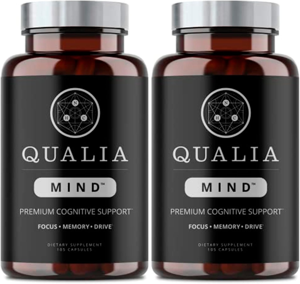 Qualia Mind Nootropics 105 ct 2- Pack Note 124; Top Brain Supplement for Memory, Focus, Mental Energy, og koncentrering med Ginkgo biloba, Alpha GPC, Bacopa monnieri, DHA & mere, (6 Week Supply)
