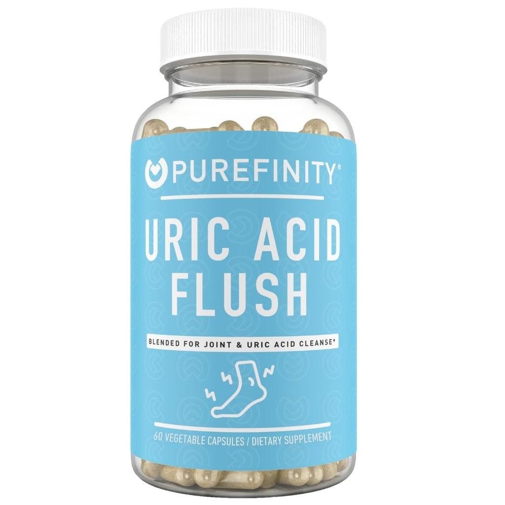PUREFINITY Uric Acid Flush & Cleanse Capsules – Daily Joint Support for Adults with Tart Cherry Extract, Turmeric, Celery Seed, Chanca Piedra, and Bromelain (30 Count)