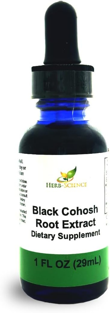 Black Cohosh Root - Understøtter menstruation Relief, menopause Relief, sundt blodtryk, cirkulering - Alkoholfri flydende ekstrakt, 1 oz - Herb- Science